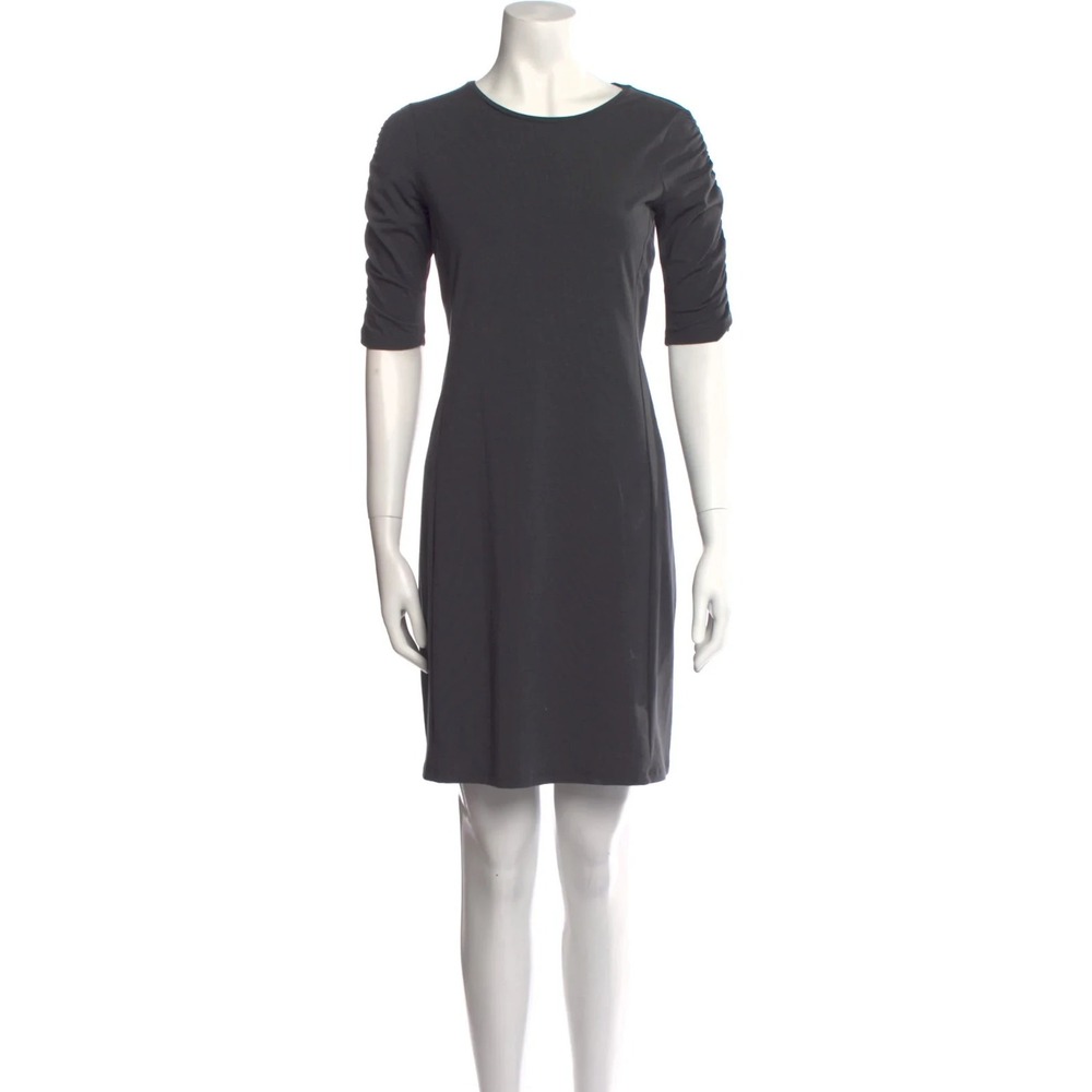 NEW Theory Dress Black Ruched Sleeves Cotton Stretch Size S P 00